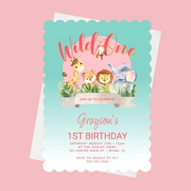 Convite Um Selvagem Um Aniversário de 1 Ano Estilo Flórida (Criador carregado)