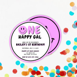 Convite Um Smiley face primeiro aniversario Gal Feliz