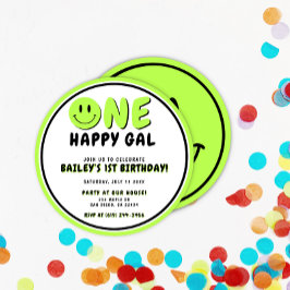 Convite Um Smiley face primeiro aniversario Gal Feliz