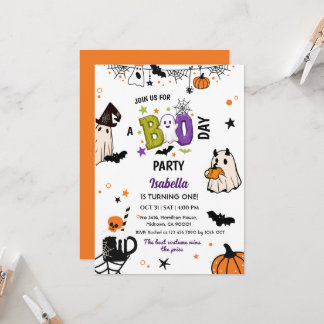 Convite Um Spooky um Aniversário de Halloween Fantasma Cap