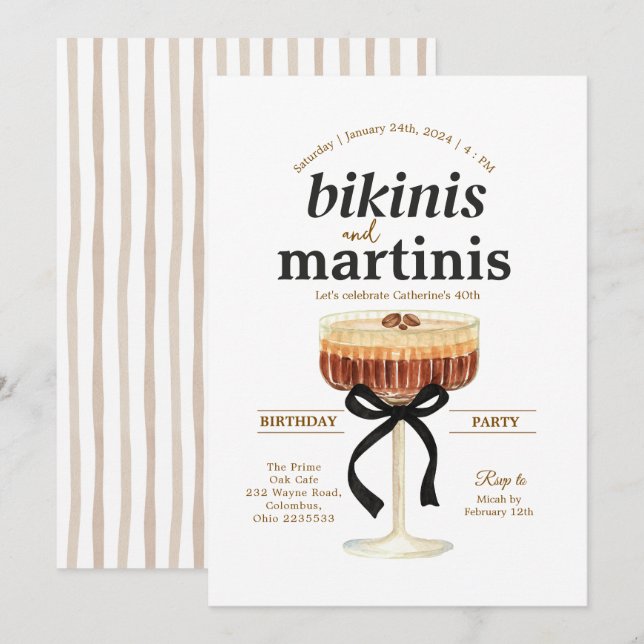 Convite Um Tema de Martini Espresso de Festa Um Pouco Mais (Frente/Verso)