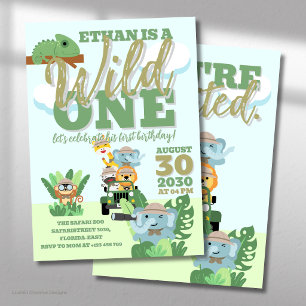 Convite Um Tema Selvagem da Festa de aniversário Safari Se