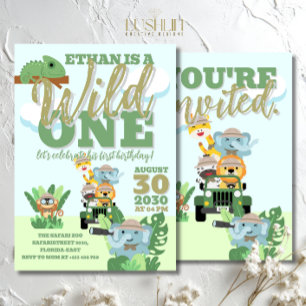Convite Um Tema Selvagem da Festa de aniversário Safari Se