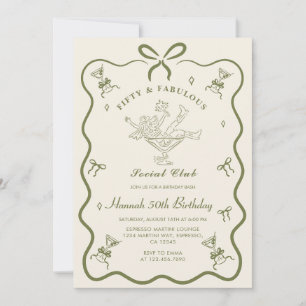 Convite Um Tini Bit Antigo Arco Martini 50 Aniversário