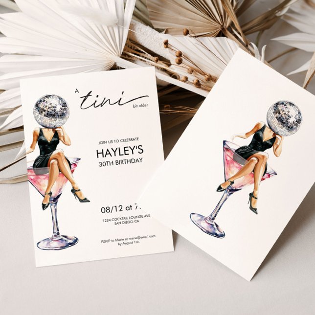 Convite Um Tini Bit Antigo Disco Martini Aniversário (Criador carregado)