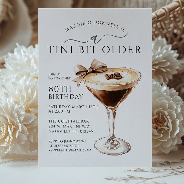 Convite Um Tini Bit Antigo Espresso Martini 80 Birthday (Criador carregado)