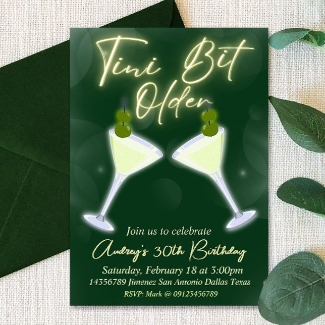 Convite Um Tini Bit Antigo - Martini (A Tini Bit Older - Martini Invitation
)