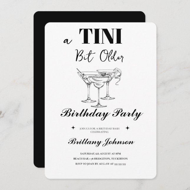 Convite Um Tini Bit Antigo Martini Aniversário (Frente/Verso)