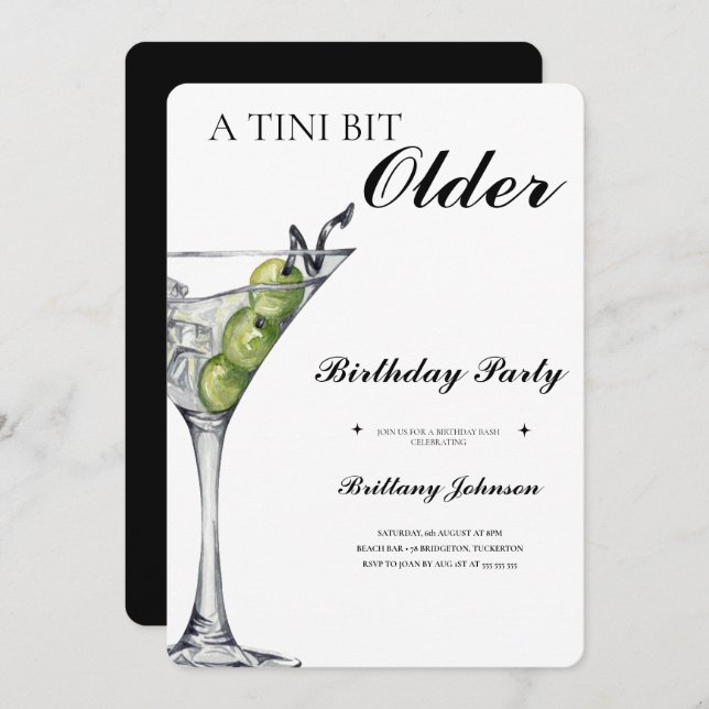 Convite Um Tini Bit Antigo Martini Aniversário (Frente/Verso)