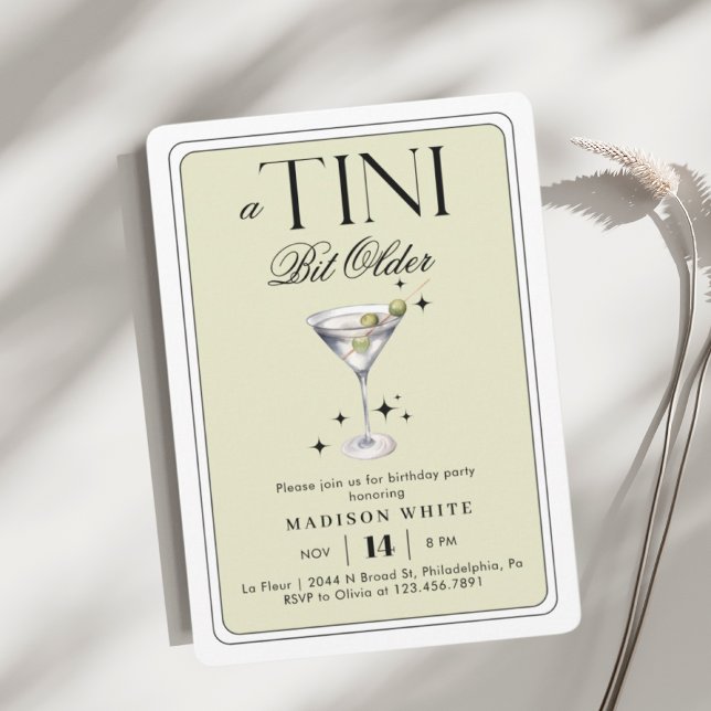 Convite Um Tini Bit Antigo Martini Olive Birday (Criador carregado)