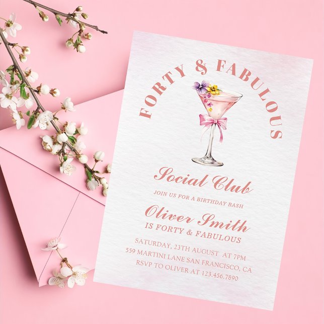 Convite Um Tini Bit Antigo Martini Quarenta e Fabuloso Ani (Criador carregado)