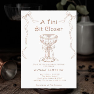 Convite Um Tini Bit Closer Chá de Noiva Desenhado à Mão