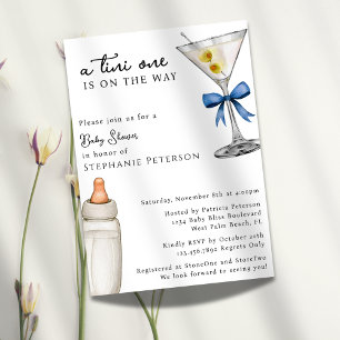 Convite Um Tini está a caminho Chá de Bebê Blue Martini