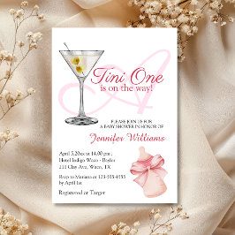 Convite um tini está a caminho, chá de bebê rosa