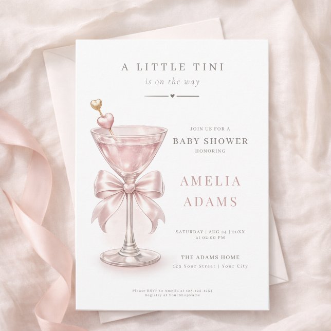 Convite Um Tini One Arco-íris Rosa Festa de Bebê Menina (Criador carregado)