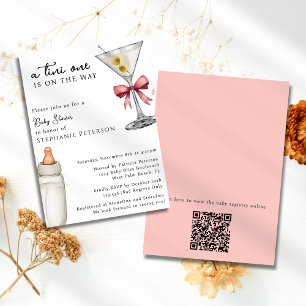 Convite Um Tini One Pink Martini Código QR Baby Shower