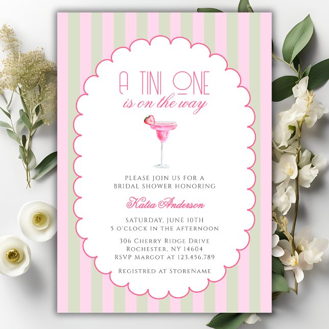 Convite Um Tini One Rosa Coctail Martini Fofo Chá de Bebê (Criador carregado)
