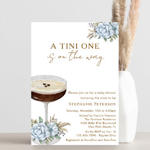 Convite Um Tini Um Dusty Blue Espresso Martini Chá de Bebê