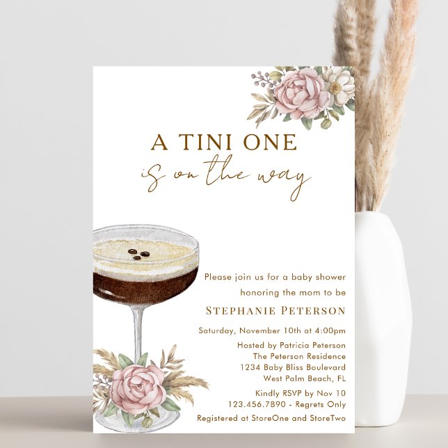 Convite Um Tini Um Dusty Pink Espresso Martini Chá de Bebê (Criador carregado)