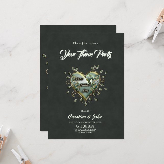 Convite Um toque de elegância: Dia de as mães feliz. (Frente/Verso In Situ)