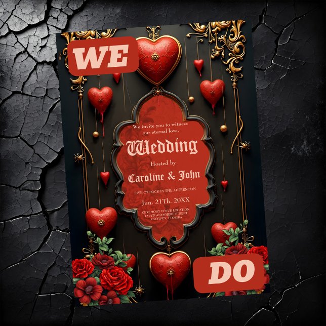 Convite Um toque de gótica, corações e conexão eterna. (Criador carregado)