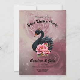 Convite Um toque de rosa e brilho de cisne.