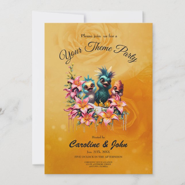 Convite Um toque do verão: O bebê elefante (Frente)