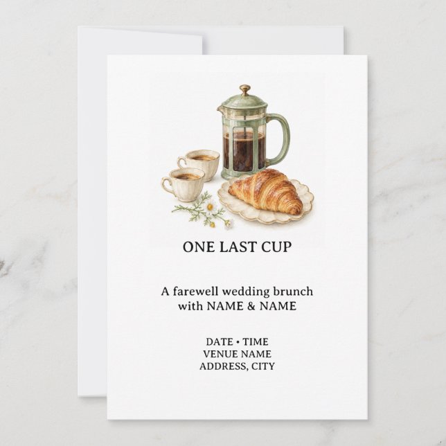 Convite Um Último Copo Brunch de Despedida de Casamento (Frente)