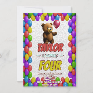 Convite Um Urso de Teddy Fofinho Bonito Que Considerava An