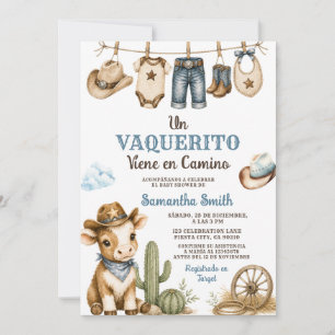 Convite Um Vaquerito Vem a Caminho Chuvinha de Bebê Espanh