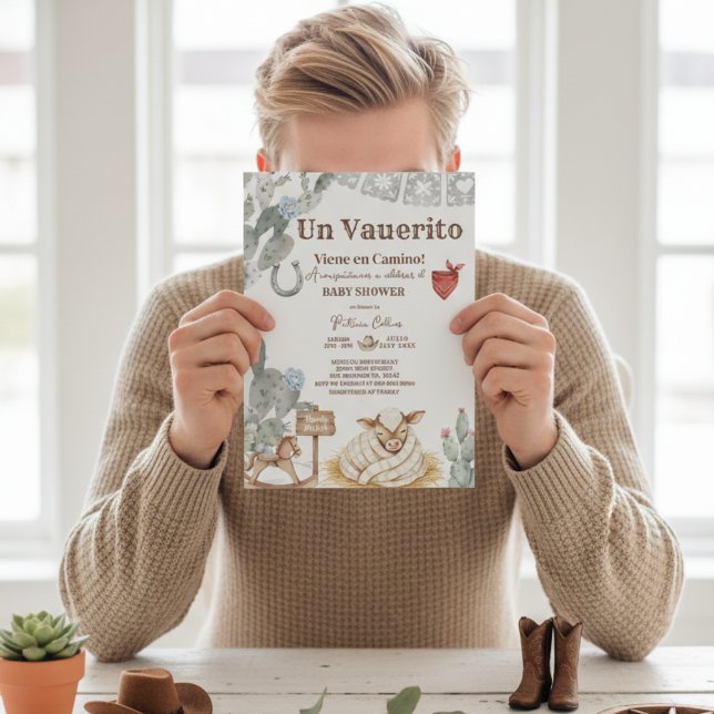 Convite um vaquerito vem a caminho rodeo baby shower (Criador carregado)