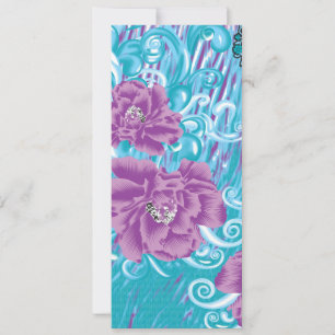 Convite Um vibrante design de tecido com roxo e turq