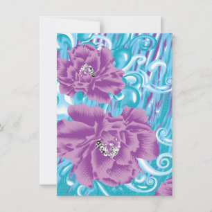 Convite Um vibrante design de tecido com roxo e turq