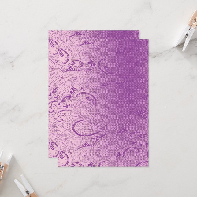 Convite Um vibrante design de tecido roxo apresentando int (Frente/Verso In Situ)