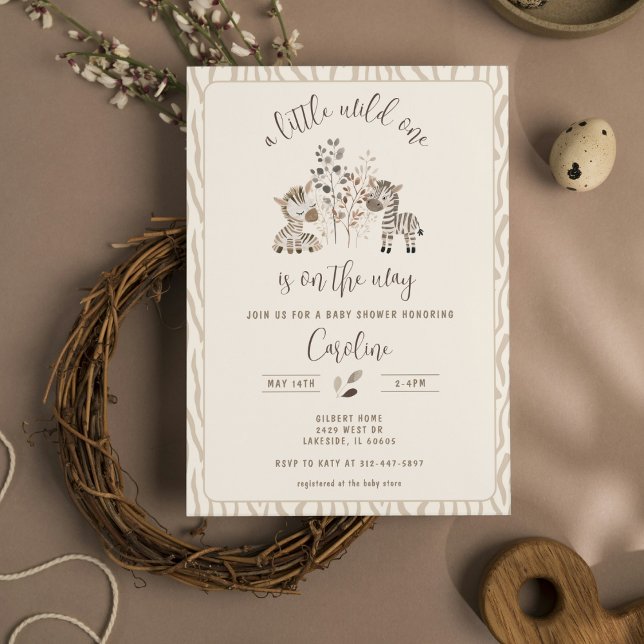 Convite Um Zebra Safari Selvagem Chá de fraldas Neutro de  (Criador carregado)