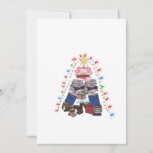 Convite Uma árvore de Natal e luzes para os leitores. (Frente)