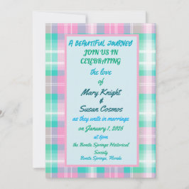 Convite uma bela jornada em xadrez de algodão doce lésbica