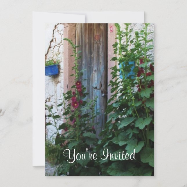 Convite Uma bela porta azul antiga e rústica em CRETA, Gré (Frente)