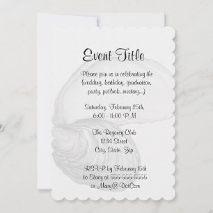 Convite Uma casca de ostras com o ditado "o mundo é seu