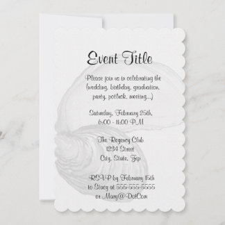 Convite Uma casca de ostras com o ditado "o mundo é seu