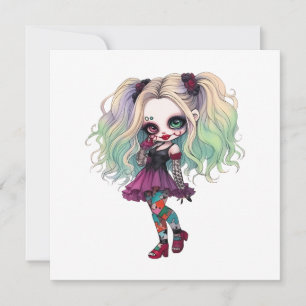 Convite Uma Coleção de Design de Halloween de Menina Fofa 