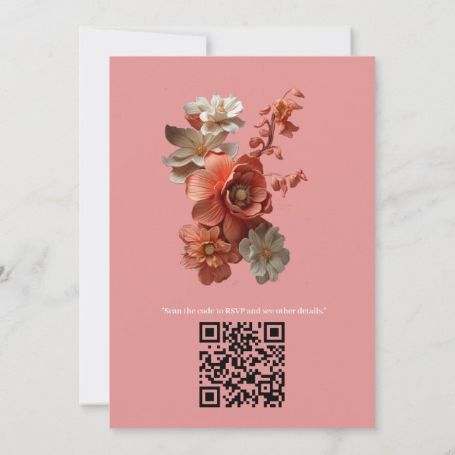 Convite Uma cor suave das Flores do Peach Fuzz (Verso)