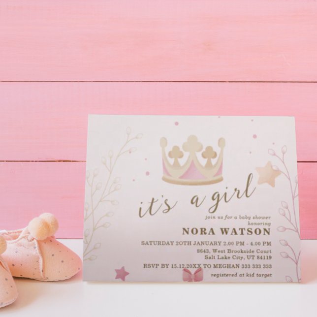 Convite "Uma Coroa Para Princesa" Chá de fraldas De Sombra (Criador carregado)