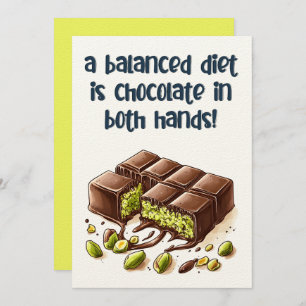 Convite Uma dieta equilibrada é Chocolate Kunafa em ambas 