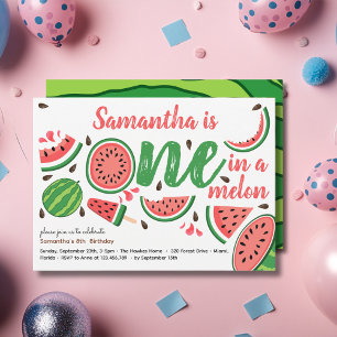 Convite Uma em uma primeira festa de aniversário de melão