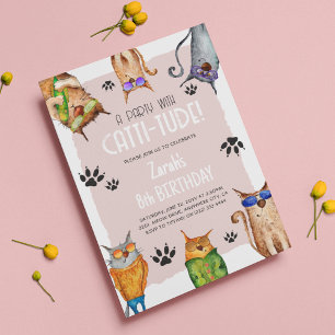 Convite Uma festa com Catti-Tude! Aniversário de criança D