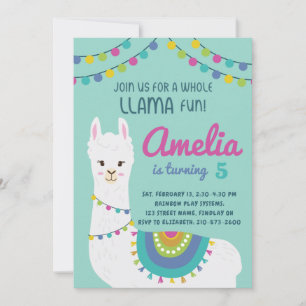 Convite Uma Festa De Aniversário Bonita De Llama Em Qualq