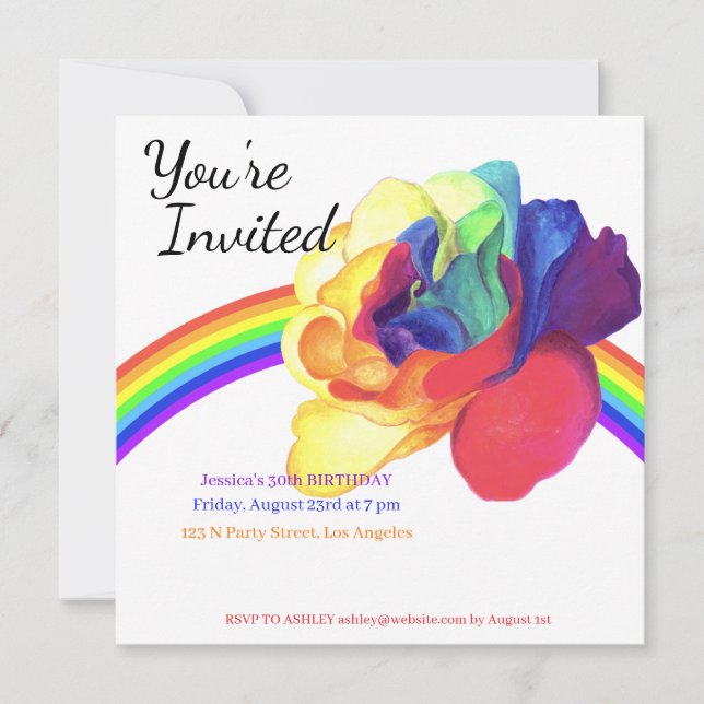 Convite Uma Festa de aniversário Colorida (Frente)