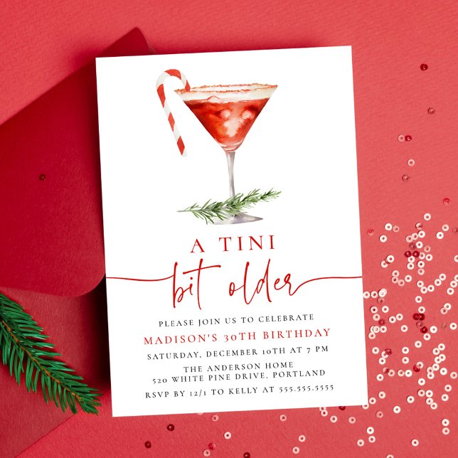 Convite Uma Festa de Aniversário com Candy Cane Martini Um (Criador carregado)