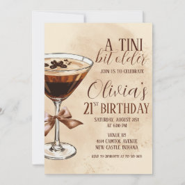 Convite Uma festa de aniversário com espresso martini um p